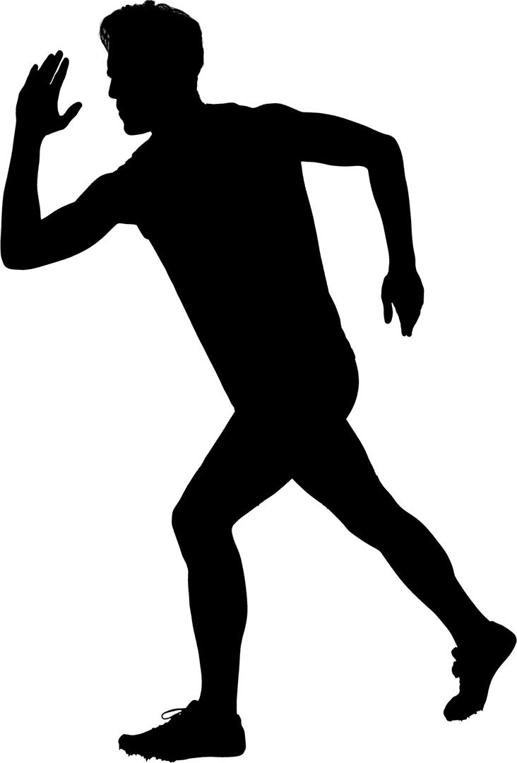 Dynamic Running Man Silhouette on Transparent Background