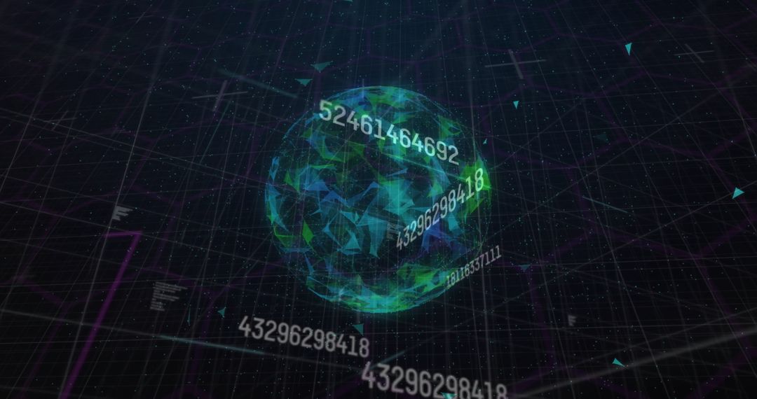 Digital Globe with Network Connections and Binary Data Overlays