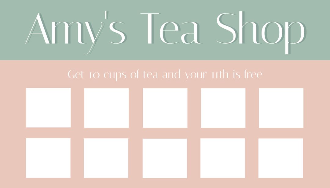 Loyalty Reward Card for Tea Shop with Free Offer - Download Free Stock Templates Pikwizard.com