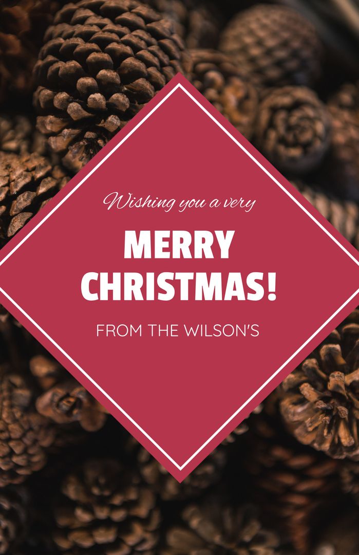 Festive Christmas Greeting with Pine Cone Background