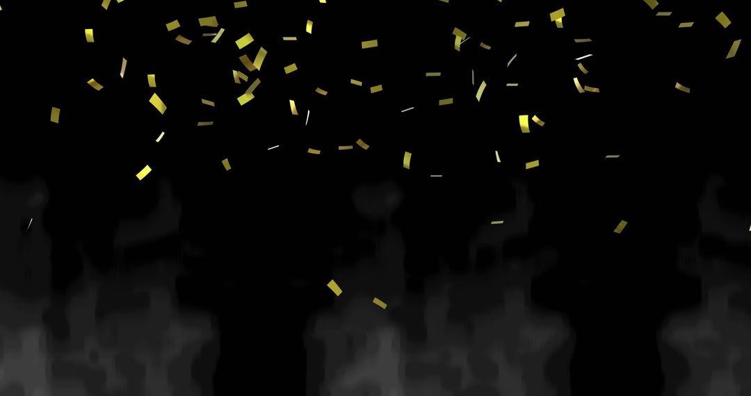 Gold Confetti Floating Against Black Background Celebration Concept - Free Images, Stock Photos and Pictures on Pikwizard.com