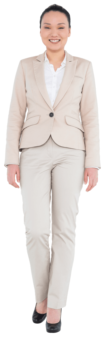 Smiling Asian Businesswoman in Formal Attire, Transparent Background