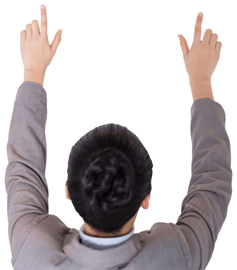 Transparent Background Asian Businesswoman Pointing Gesture