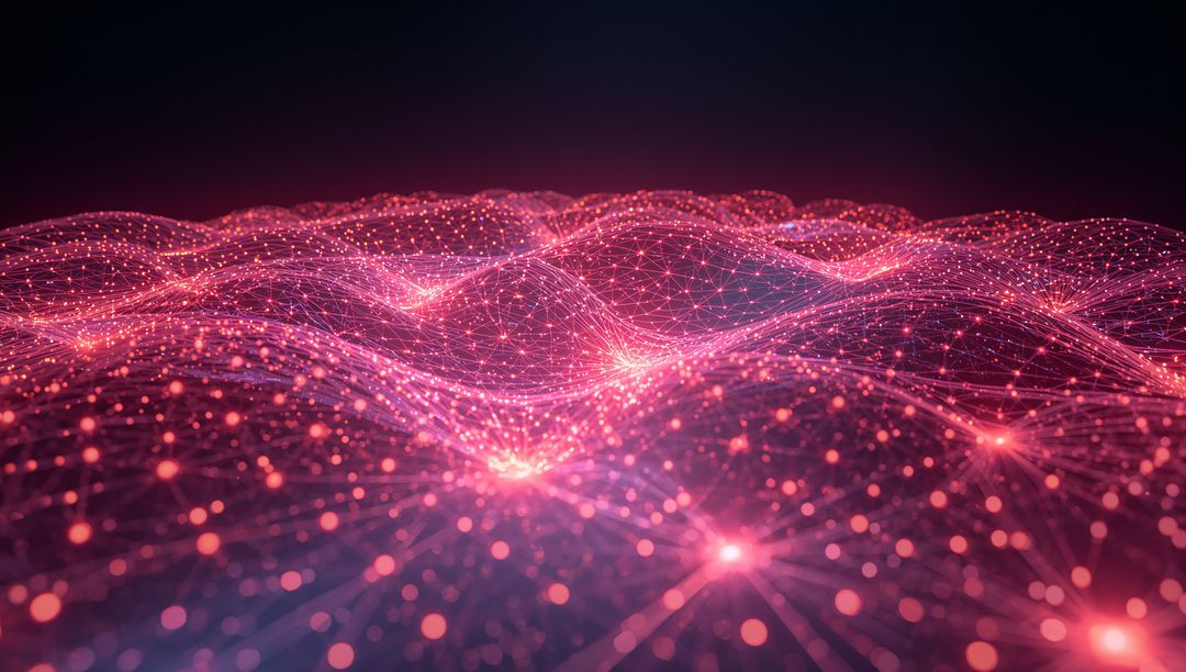 Futuristic Digital Mesh Network with Glowing Nodes and Lines