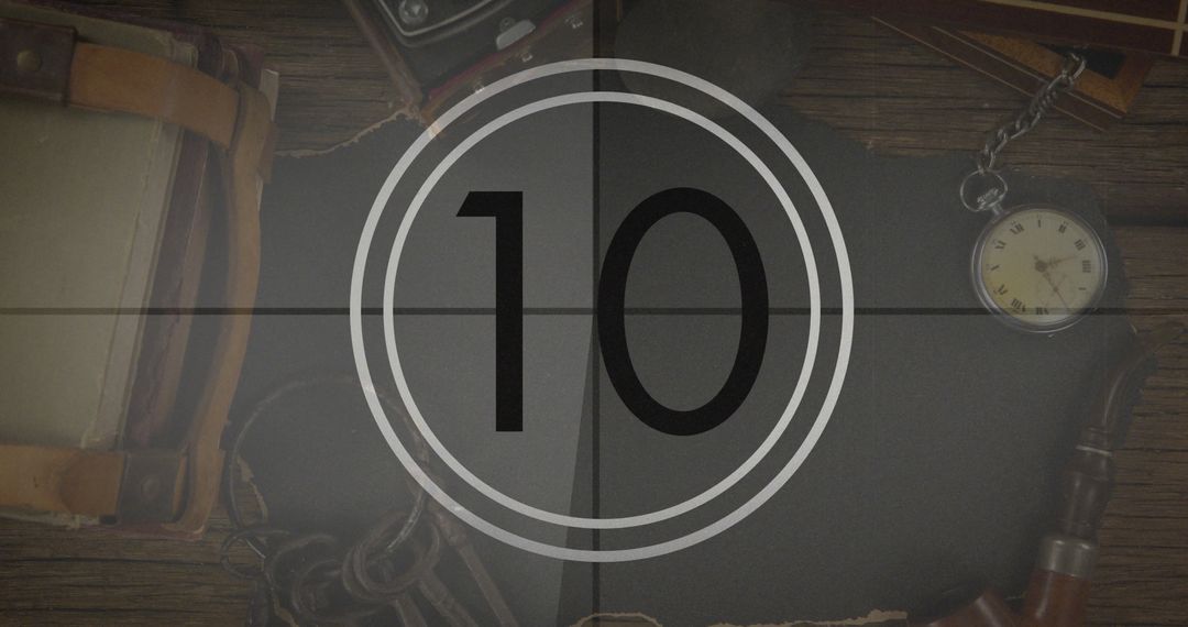 Vintage Countdown Timer with Antique Travel Items