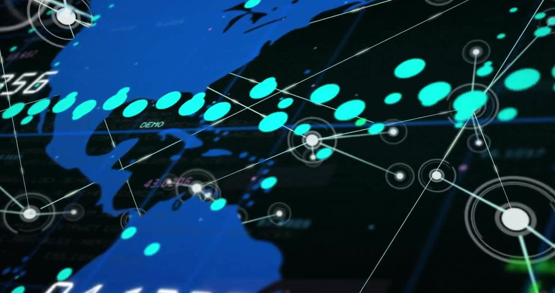 Digital Global Network with Data Connections on World Map