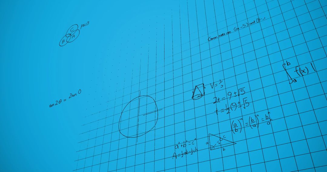Mathematical Equations on Blue Grid Background