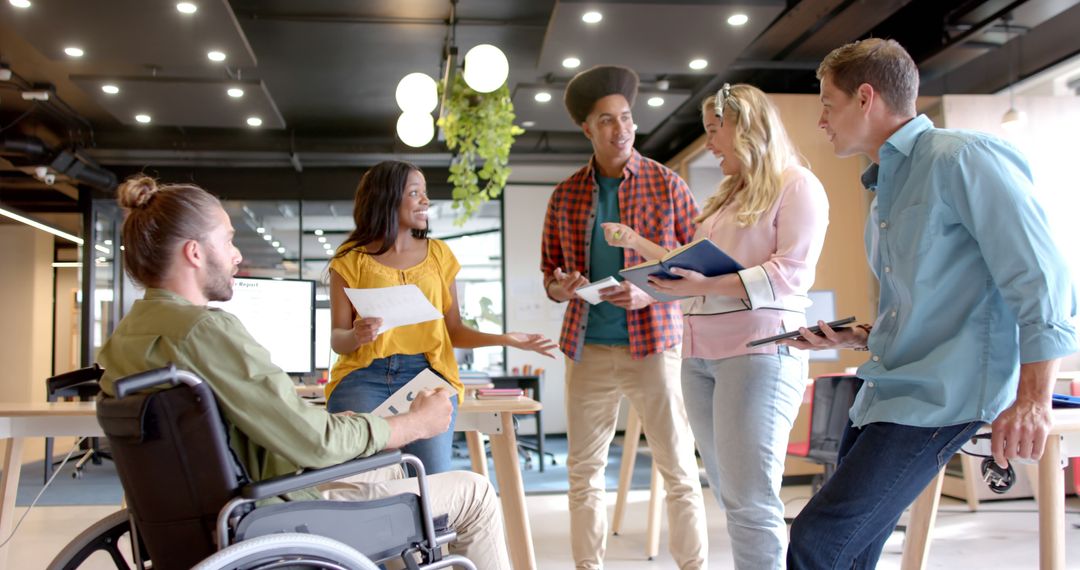 Diverse Team Brainstorming in Inclusive Office Environment