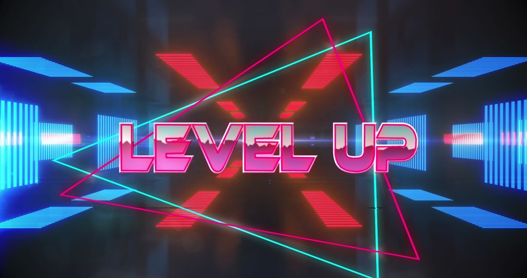Retro Neon Level Up Digital Gaming Background