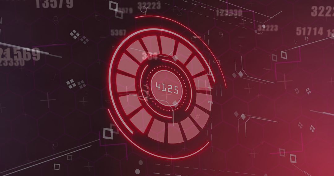 Digital security interface with glowing red scope and data streams