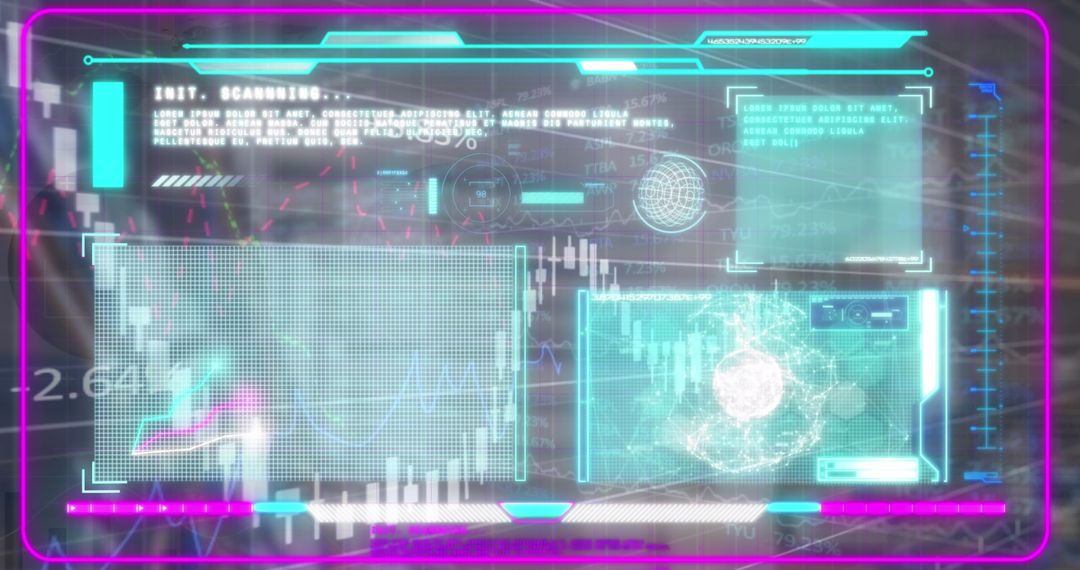 Futuristic Financial Data Graphs Enhancing Warehouse Operational Efficiency