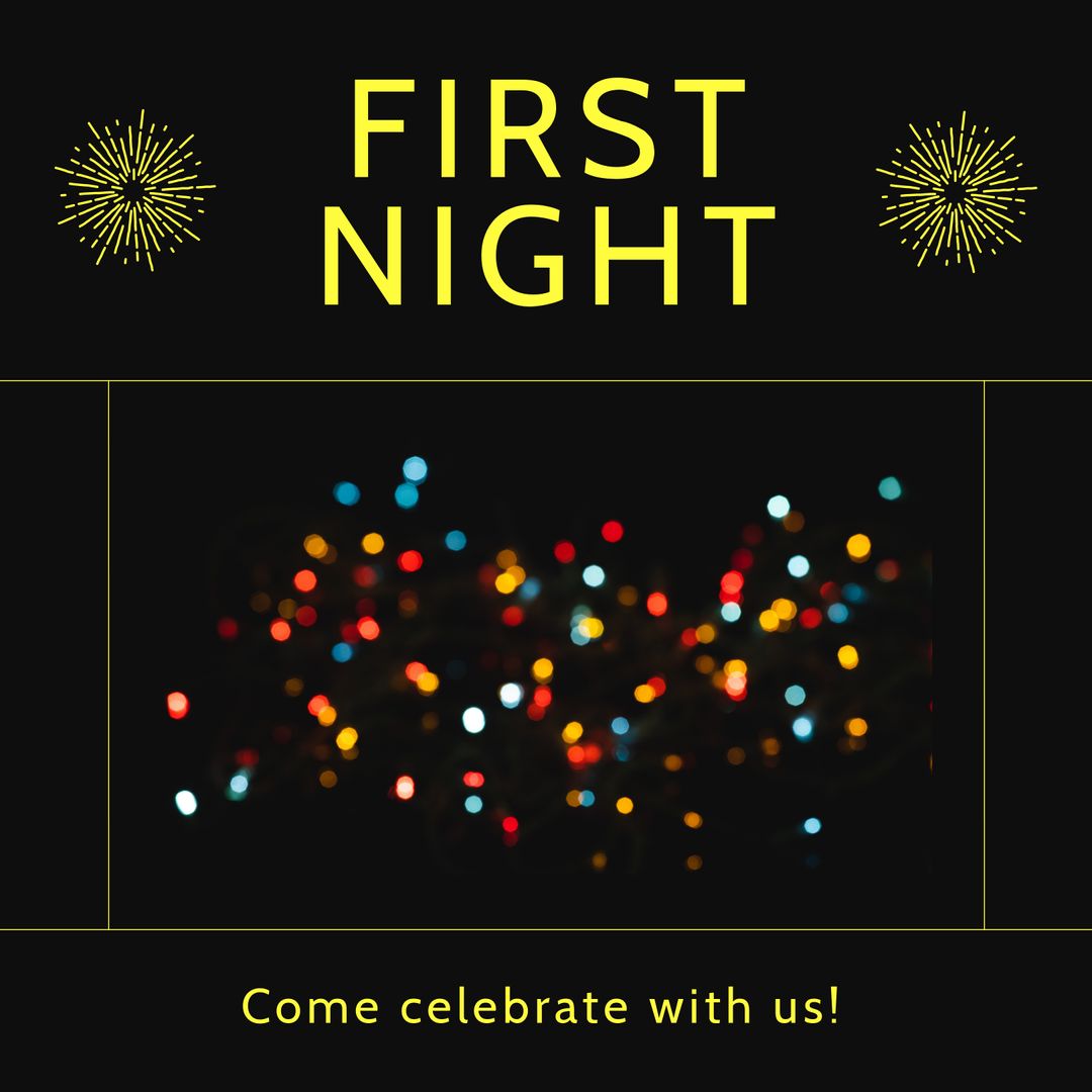 Festive Celebration Invitation with Colorful Bokeh Lights