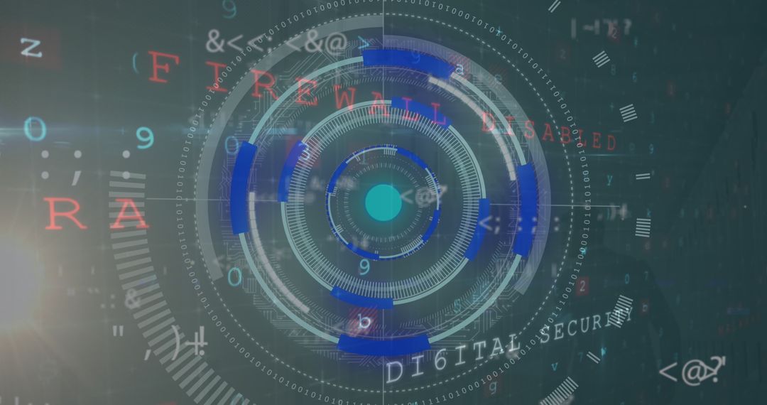 Digital Interface with Cybersecurity Elements and Scanning Scope Visuals