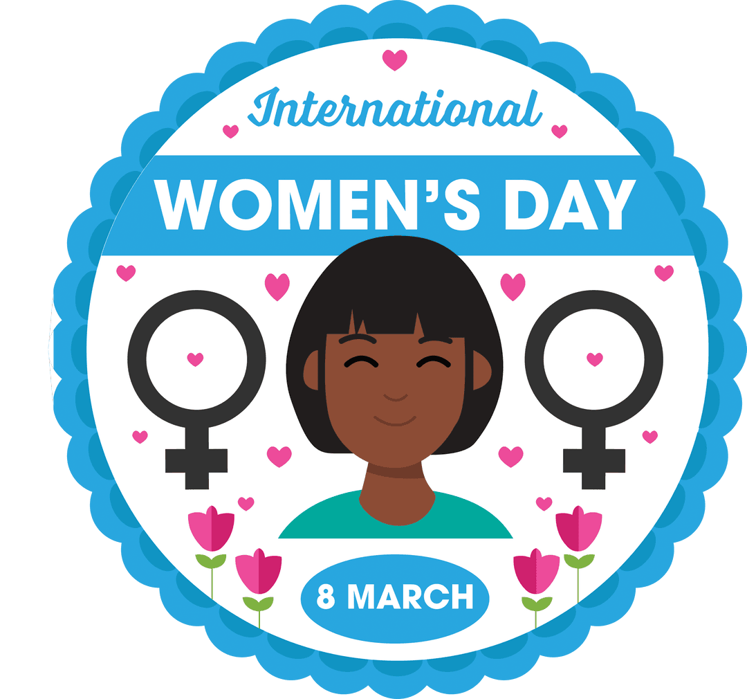 International women's day badge on transparent background