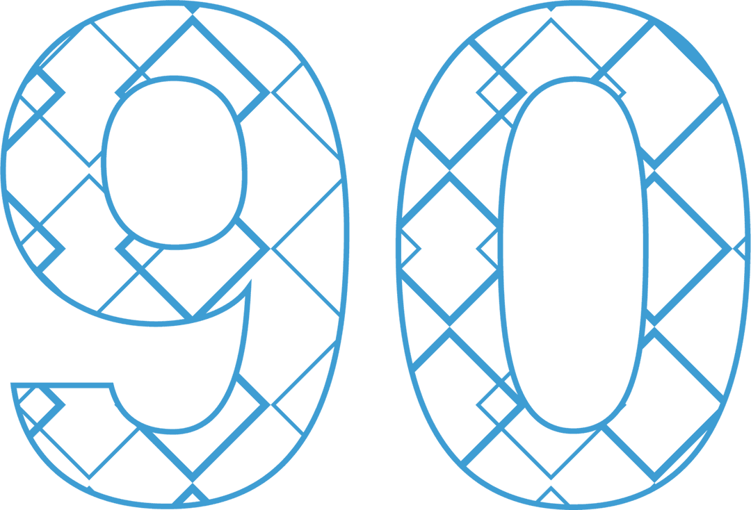 Illustrative Number 90 with Patterns on Transparent Background