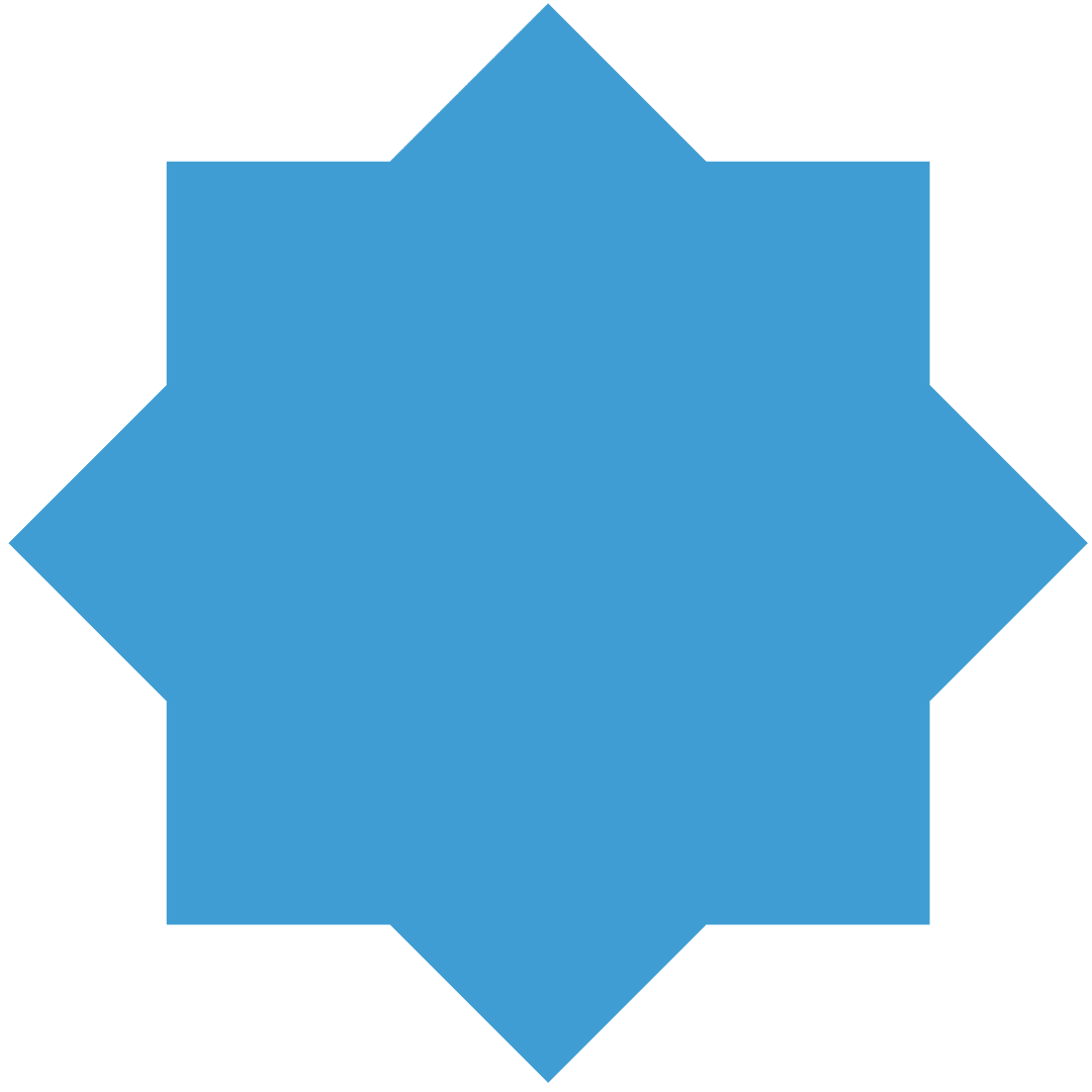 Abstract Blue Star Shape on Transparent Background