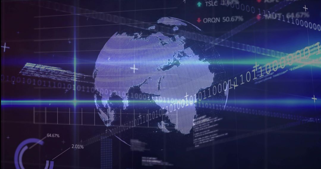 Digital Globe with Binary Code on Futuristic Interface