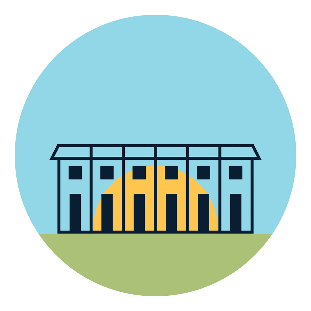 Digital Sun and Building Illustration on Transparent Background