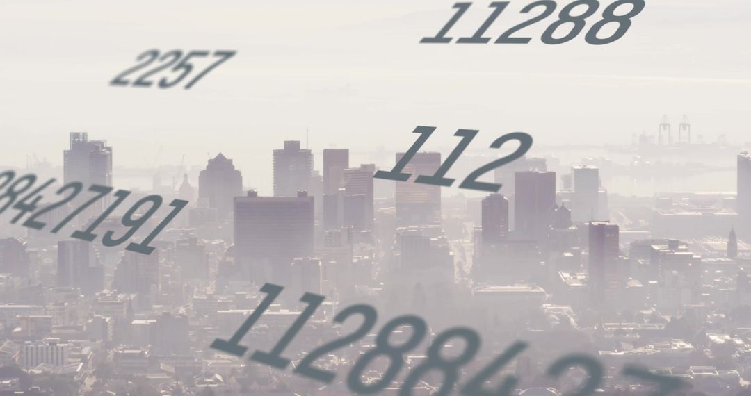 Financial Data Processing Over Hazy Cityscape