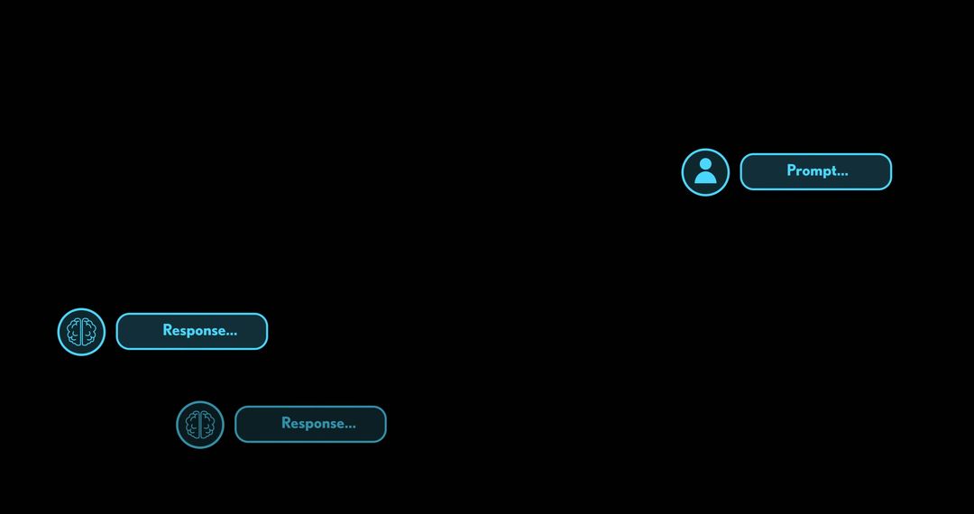 Digital AI Interaction with Futuristic Interface on Black Background