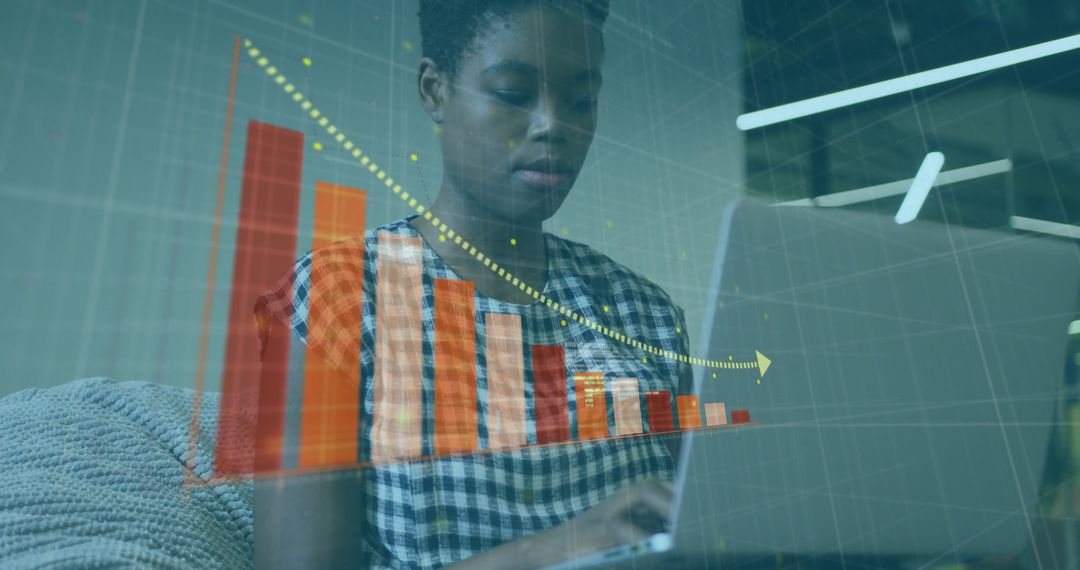 Business Data Analysis Technology with Professional Woman Using Laptop