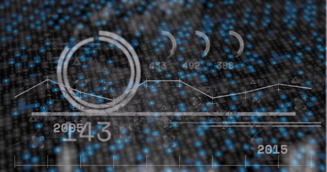 Futuristic data processing interface with digital visuals