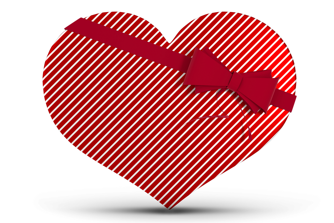 Transparent heart shaped gift box with striped pattern and red bow - Download Free Stock Images Pikwizard.com