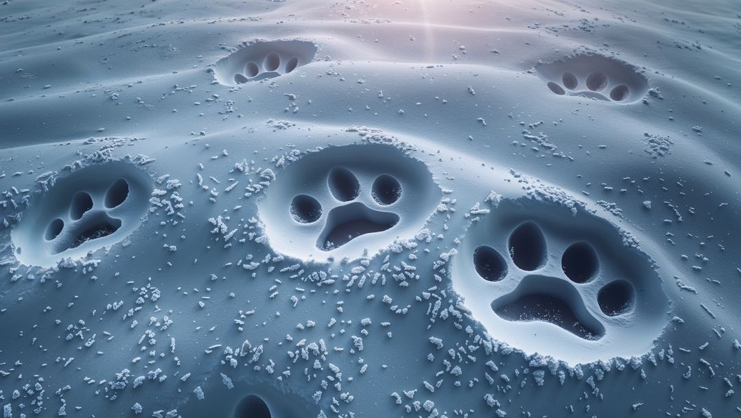 Scarce Large Animal Paw Print on Snowy Terrain
