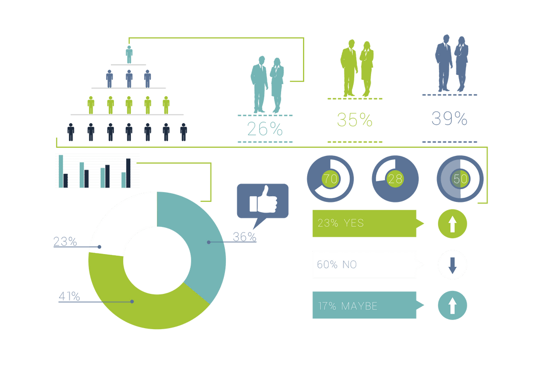 Transparent Infographic with Statistical Data and Icons