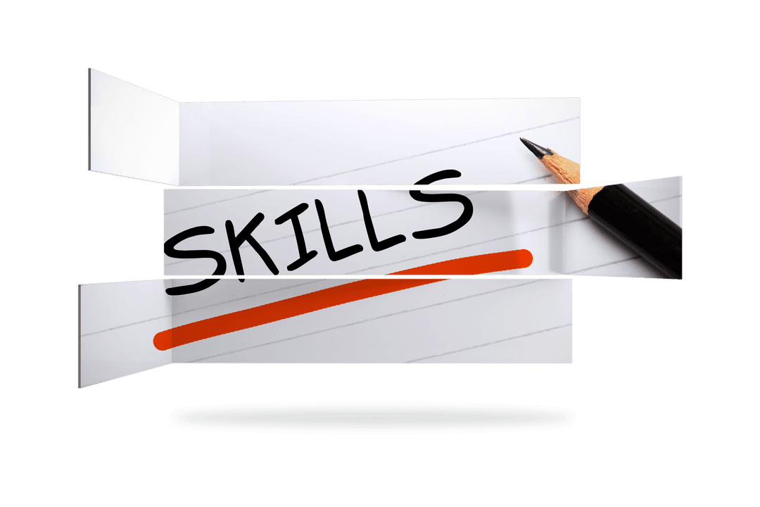 Transparent Skills Text with Pencil Illustration