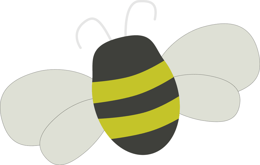 Charming Cartoon Bee with Striped Body on Transparent Background