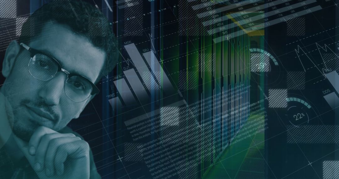 Businessman Analyzing Digital Data in High-Tech Server Room