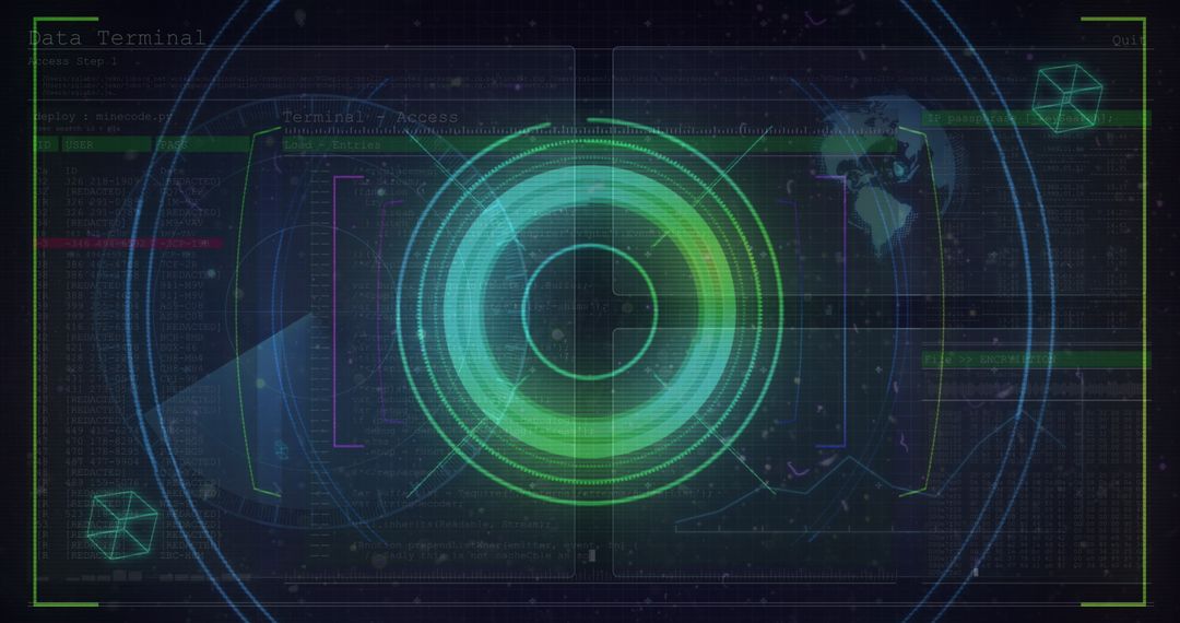 Safe Lock Rotating on Digital Interface Displaying Data