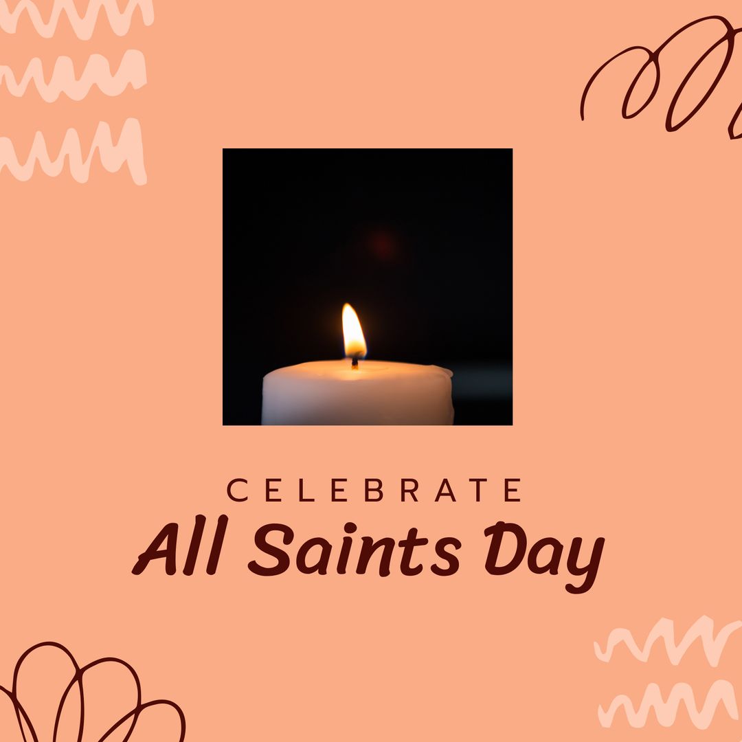 All Saints Day Candle on Orange Artistic Background