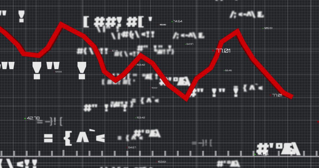Financial Market Decline on Digital Screen With Red Line Graph