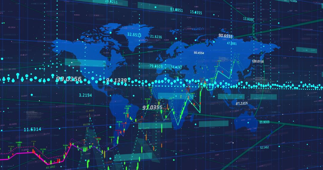 World Map Global Finance Data Analytics Visualization