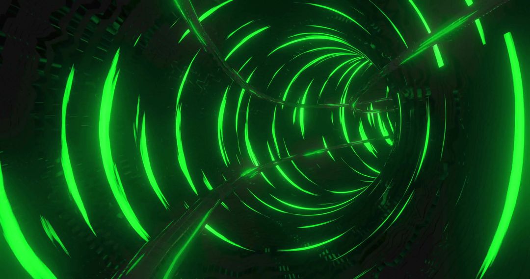 Futuristic Green Digital Tunnel with Neon Lights