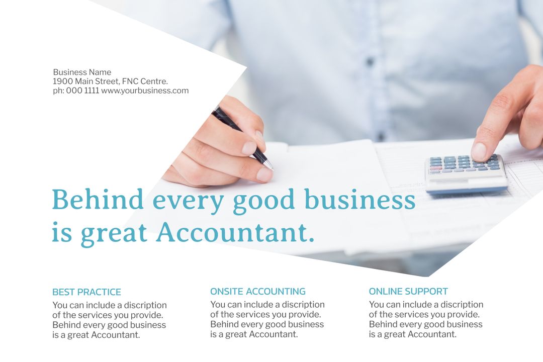 Professional Accounting Services Promoted with Financial Document Focus - Download Free Stock Templates Pikwizard.com