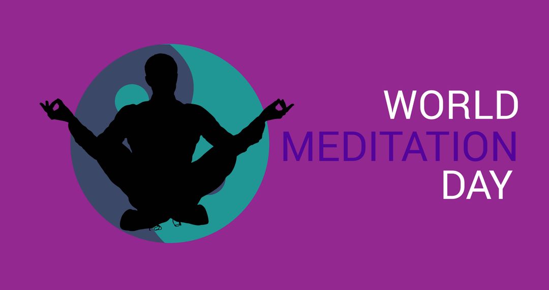 World Meditation Day Silhouette with Yin-Yang Symbol