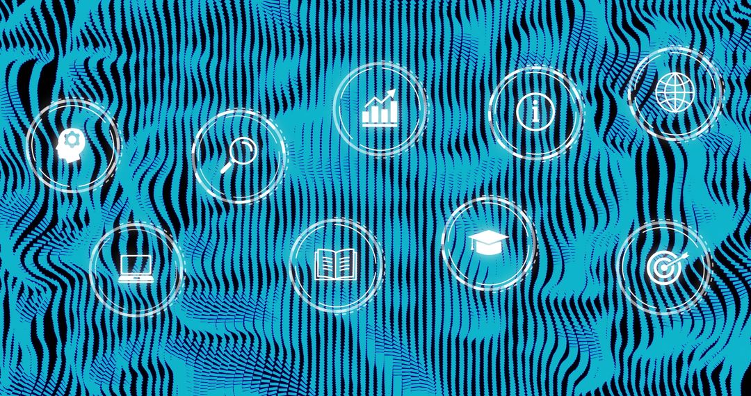 Digital Icons with Blue Network Background Symbolizing Technology Connections