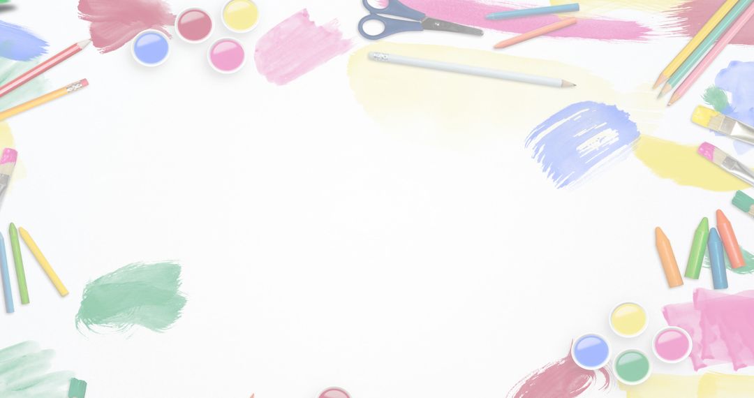 Colorful Art Supplies Around Blank Space for Creativity