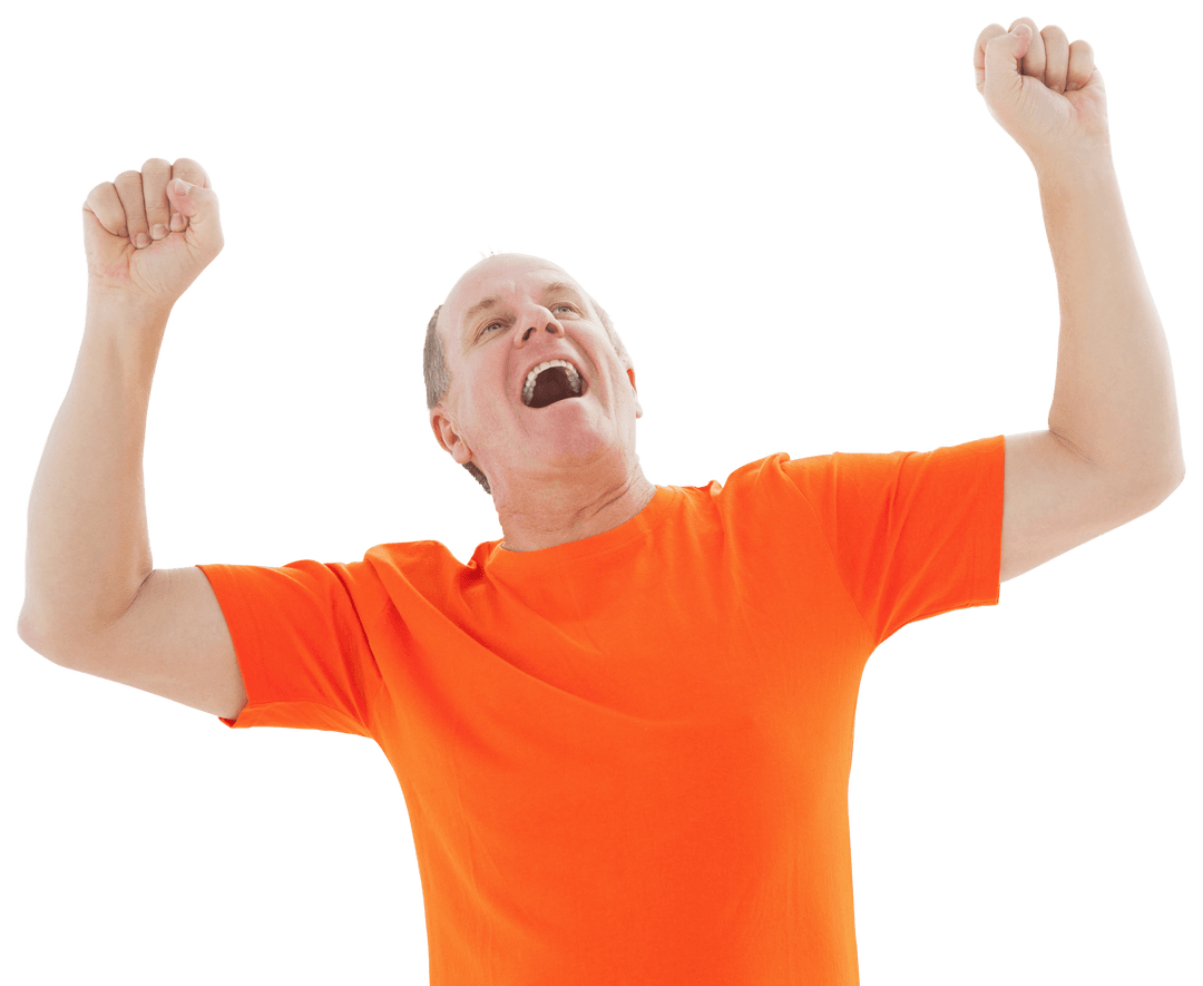 Transparent Cheering Mature Man Celebrating Victory