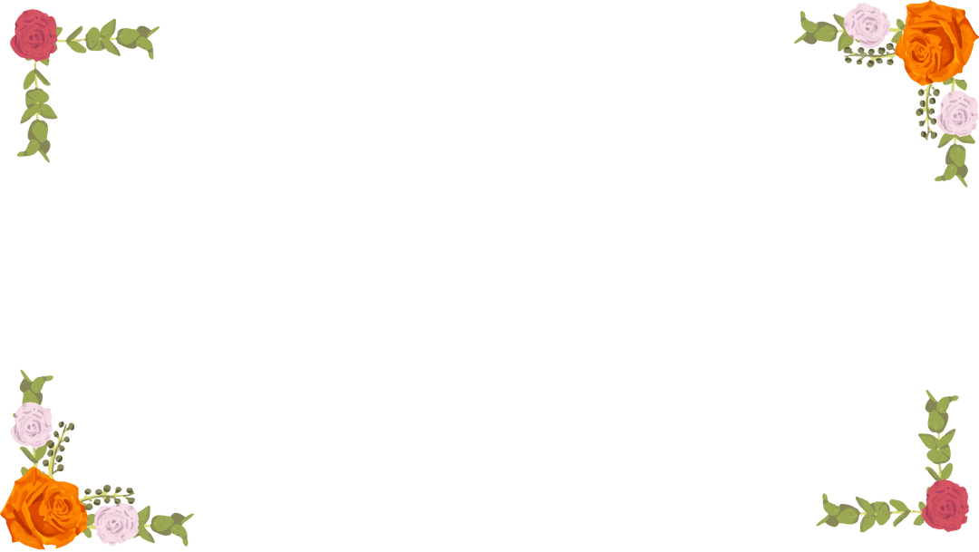 Elegant Floral Border with Roses and Leaves on Transparent Background