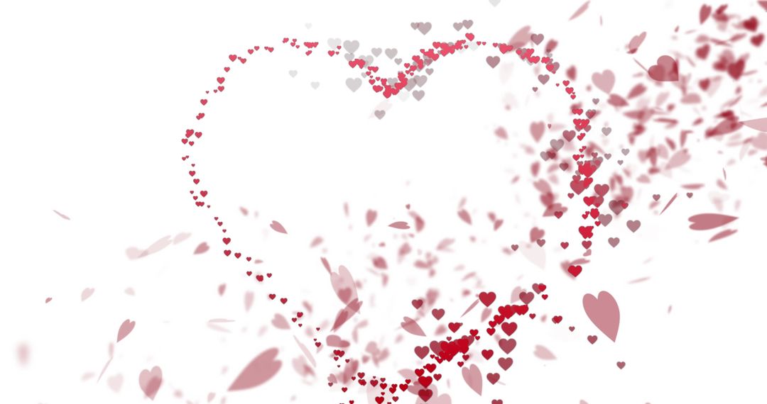 Floating Red Hearts Forming Heart Shape on White Background