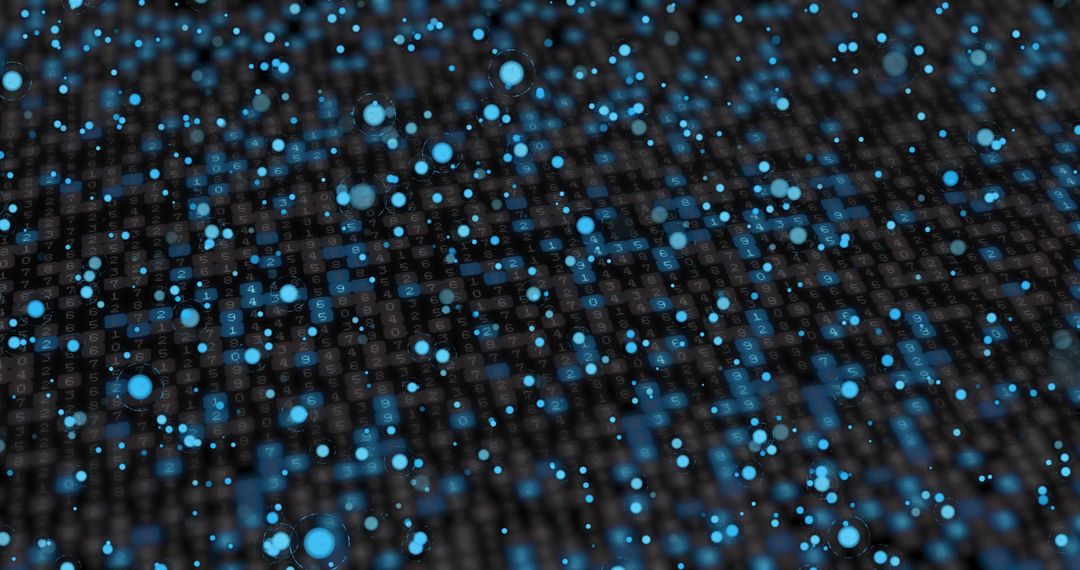 Blue Light Particles on Digital Dark Background
