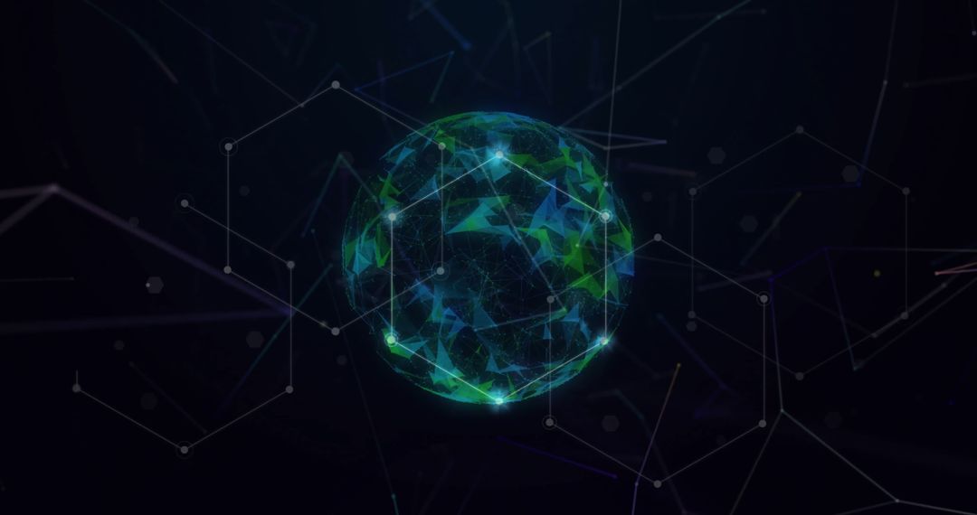 Futuristic Glowing Globe with Geometric Connections