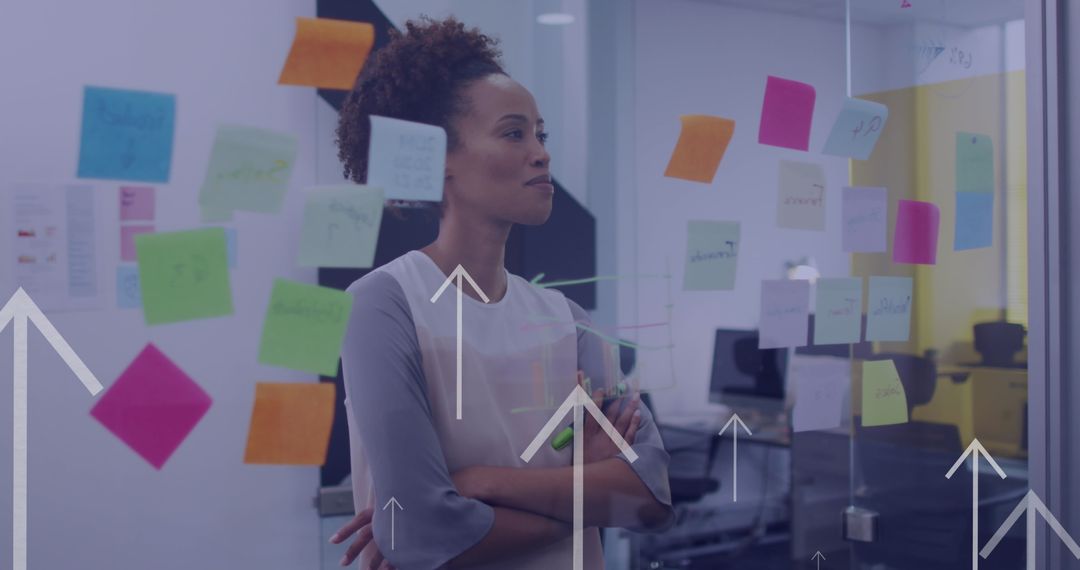 Businesswoman Analyzing Memo Notes for Growth Strategy