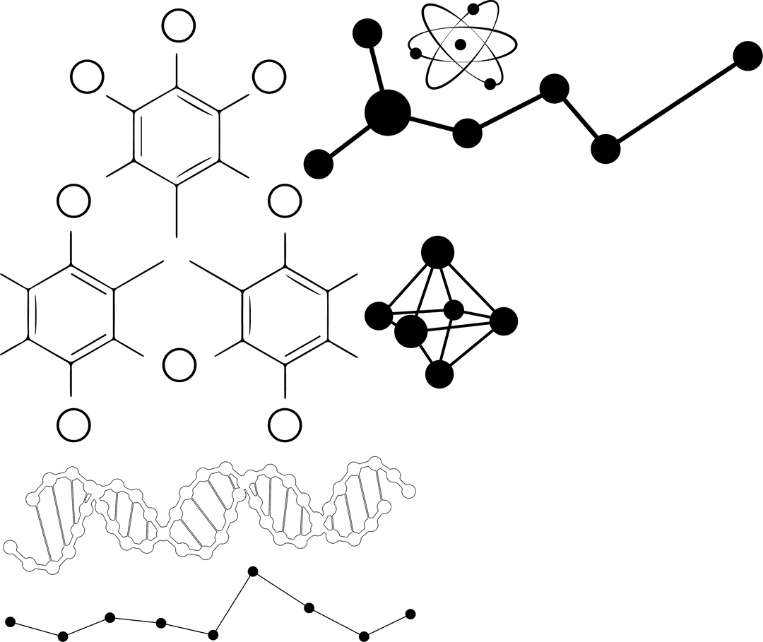 Transparent Chemical Formulas Illustrations on White Background