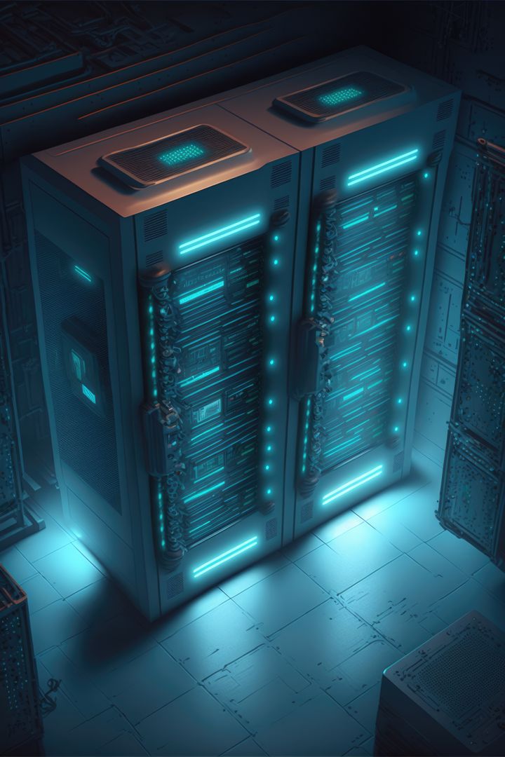 Futuristic Data Center with Glowing Server Racks - Free Images, Stock Photos and Pictures on Pikwizard.com