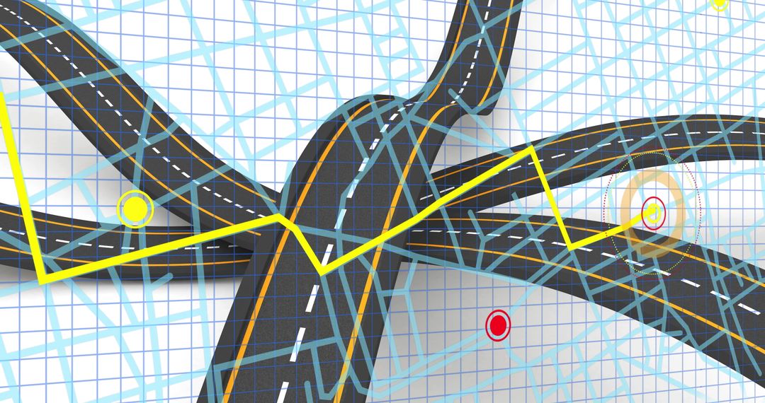 Complex Network of Roads on Abstract Grid Background